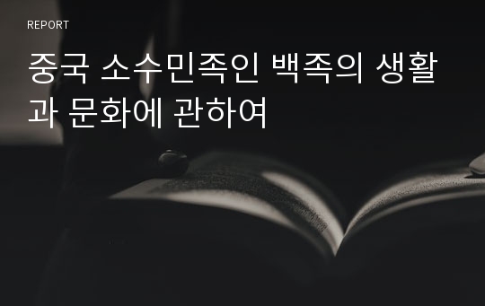 중국 소수민족인 백족의 생활과 문화에 관하여