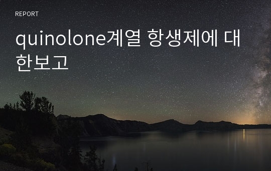 quinolone계열 항생제에 대한보고