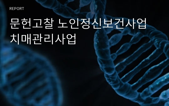 문헌고찰 노인정신보건사업 치매관리사업