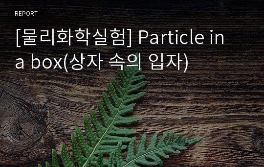 [물리화학실험] Particle in a box(상자 속의 입자)