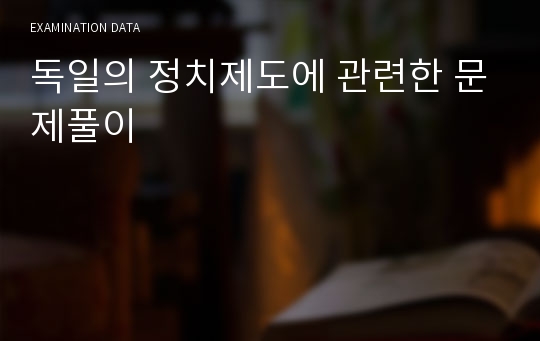 독일의 정치제도에 관련한 문제풀이