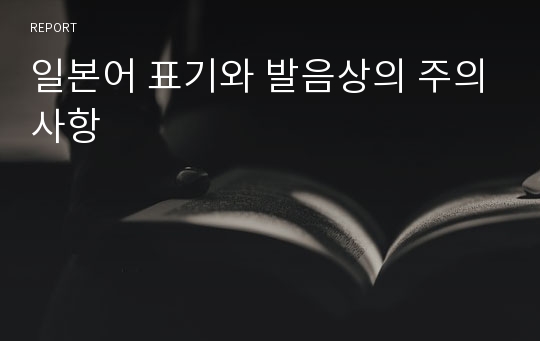 일본어 표기와 발음상의 주의사항