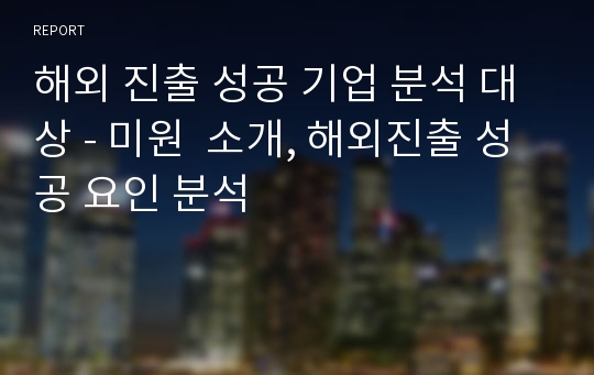 해외 진출 성공 기업 분석 대상 - 미원  소개, 해외진출 성공 요인 분석