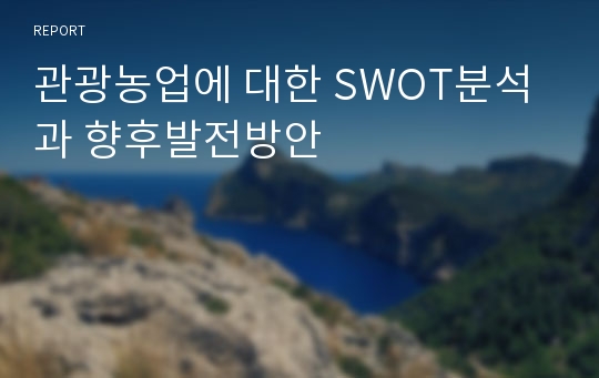 관광농업에 대한 SWOT분석과 향후발전방안