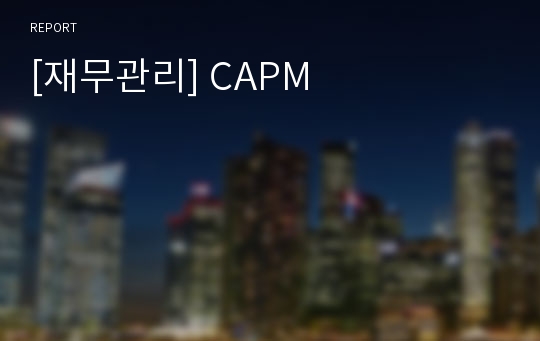 [재무관리] CAPM