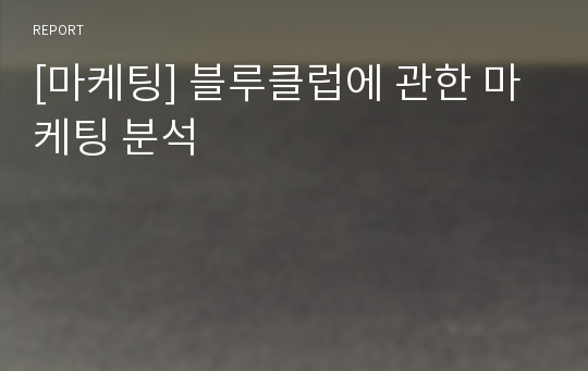 [마케팅] 블루클럽에 관한 마케팅 분석