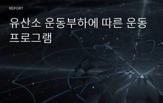 유산소 운동부하에 따른 운동프로그램