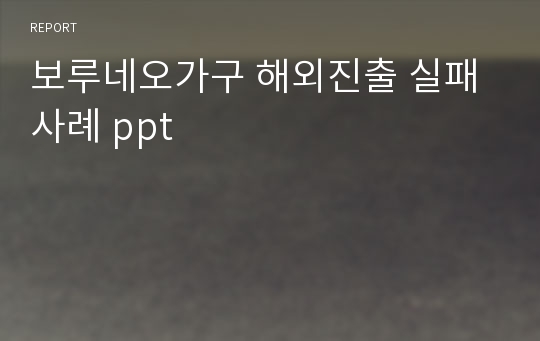 보루네오가구 해외진출 실패사례 ppt