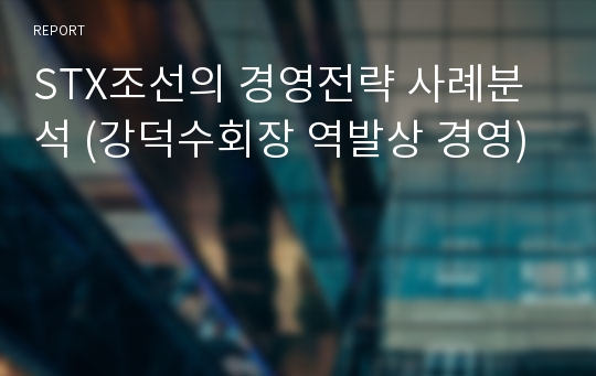 STX조선의 경영전략 사례분석 (강덕수회장 역발상 경영)