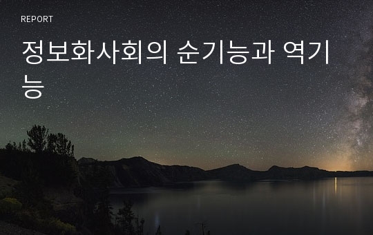 정보화사회의 순기능과 역기능