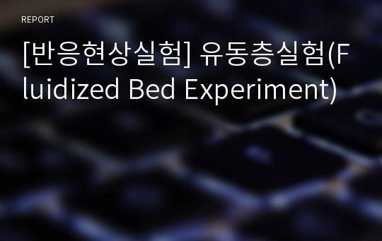 [반응현상실험] 유동층실험(Fluidized Bed Experiment)