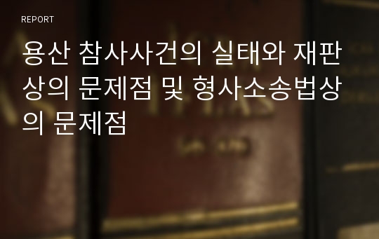 용산 참사사건의 실태와 재판상의 문제점 및 형사소송법상의 문제점