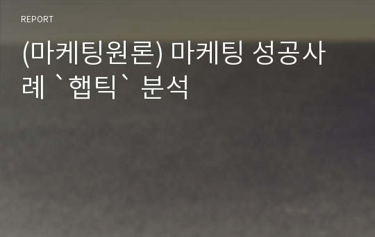 (마케팅원론) 마케팅 성공사례 `햅틱` 분석