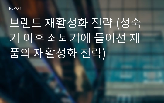 브랜드 재활성화 전략 (성숙기 이후 쇠퇴기에 들어선 제품의 재활성화 전략)