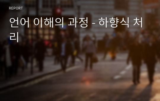 언어 이해의 과정 - 하향식 처리