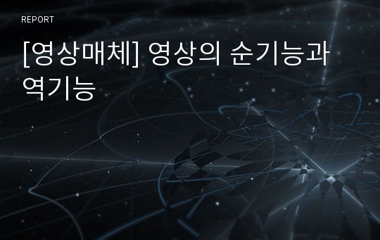 [영상매체] 영상의 순기능과 역기능