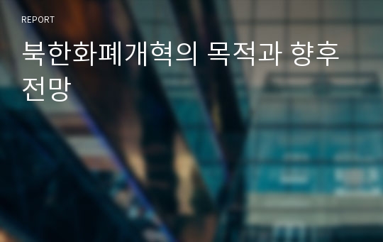 북한화폐개혁의 목적과 향후 전망