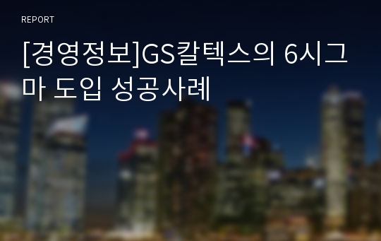 [경영정보]GS칼텍스의 6시그마 도입 성공사례