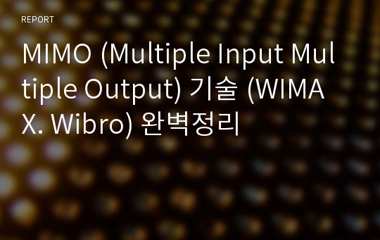 MIMO (Multiple Input Multiple Output) 기술 (WIMAX. Wibro) 완벽정리