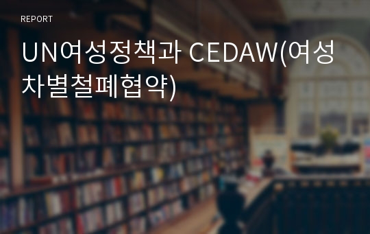 UN여성정책과 CEDAW(여성차별철폐협약)