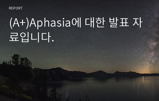 (A+)Aphasia에 대한 발표 자료입니다.