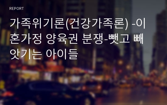 가족위기론(건강가족론) -이혼가정 양육권 분쟁-뺏고 빼앗기는 아이들