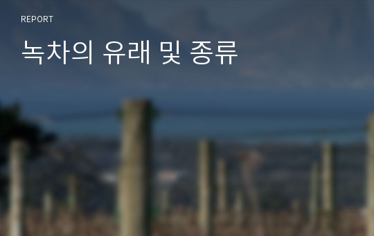 녹차의 유래 및 종류