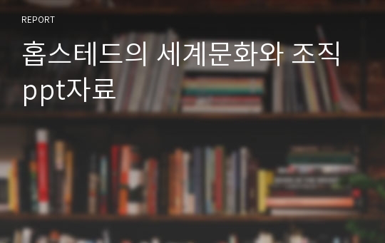 홉스테드의 세계문화와 조직ppt자료