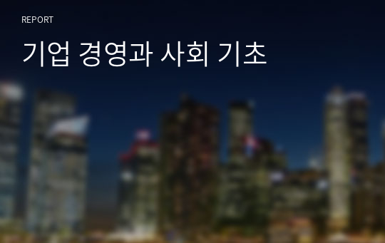 기업 경영과 사회 기초