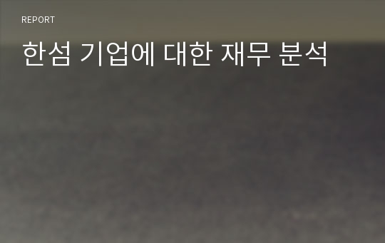 한섬 기업에 대한 재무 분석