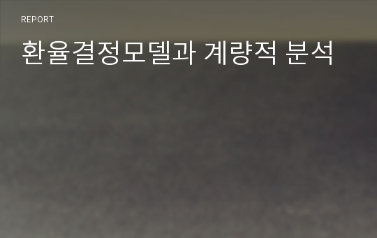 환율결정모델과 계량적 분석