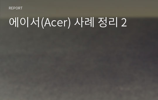 에이서(Acer) 사례 정리 2