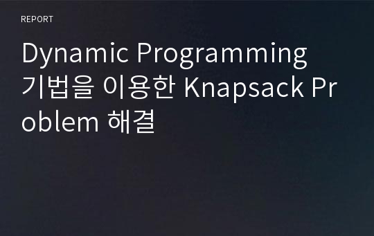 Dynamic Programming 기법을 이용한 Knapsack Problem 해결