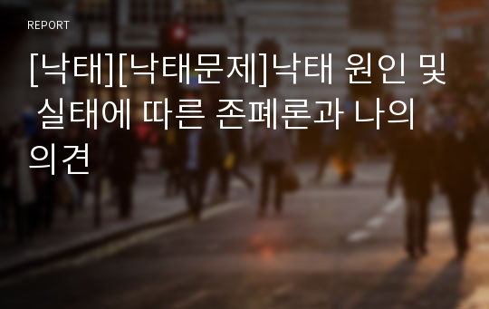 [낙태][낙태문제]낙태 원인 및 실태에 따른 존폐론과 나의 의견