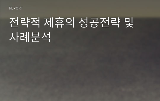 전략적 제휴의 성공전략 및 사례분석