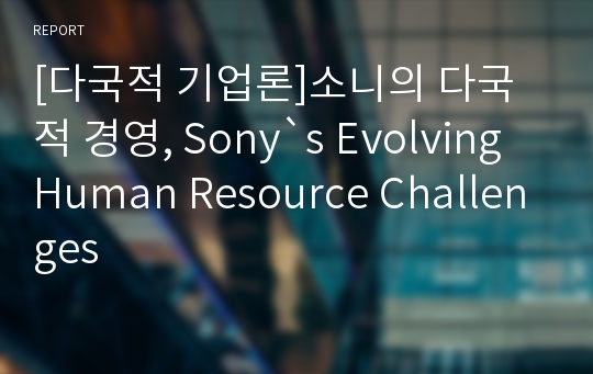 [다국적 기업론]소니의 다국적 경영, Sony`s Evolving Human Resource Challenges