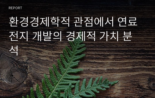 환경경제학적 관점에서 연료전지 개발의 경제적 가치 분석