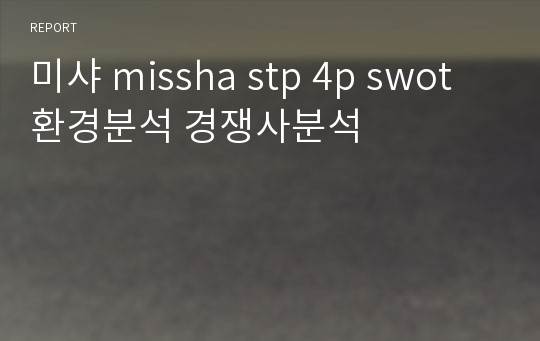 미샤 missha stp 4p swot 환경분석 경쟁사분석