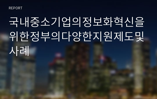 국내중소기업의정보화혁신을위한정부의다양한지원제도및사례