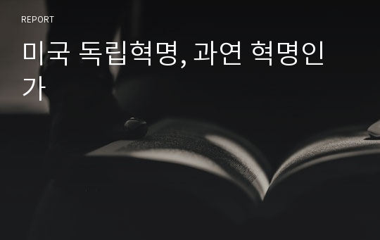 미국 독립혁명, 과연 혁명인가