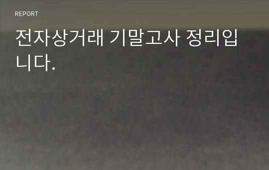 전자상거래 기말고사 정리입니다.