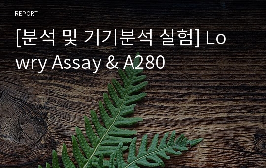 [분석 및 기기분석 실험] Lowry Assay &amp; A280