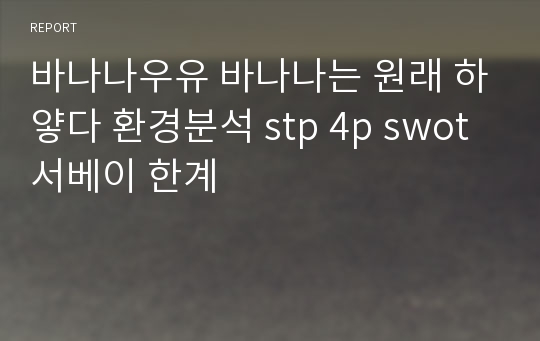 바나나우유 바나나는 원래 하얗다 환경분석 stp 4p swot 서베이 한계