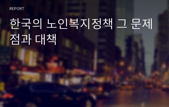 한국의 노인복지정책 그 문제점과 대책