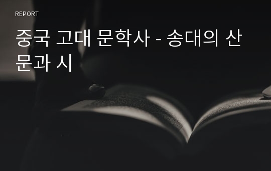 중국 고대 문학사 - 송대의 산문과 시