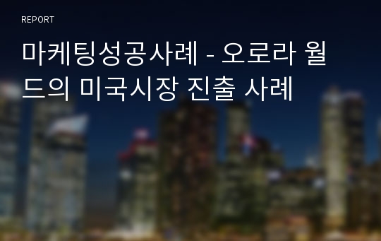 마케팅성공사례 - 오로라 월드의 미국시장 진출 사례