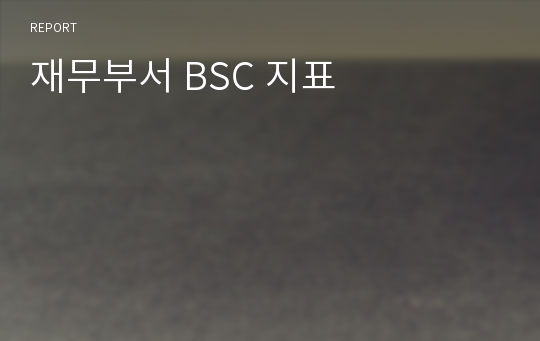 재무부서 BSC 지표