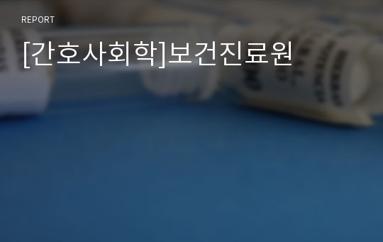 [간호사회학]보건진료원