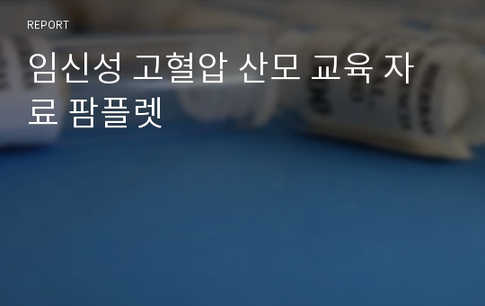 임신성 고혈압 산모 교육 자료 팜플렛