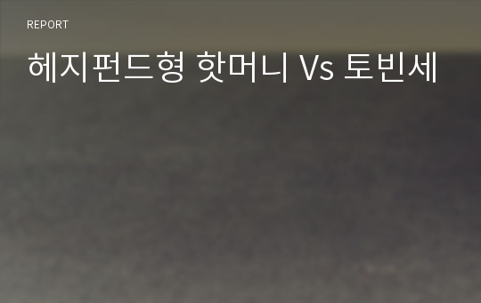 헤지펀드형 핫머니 Vs 토빈세